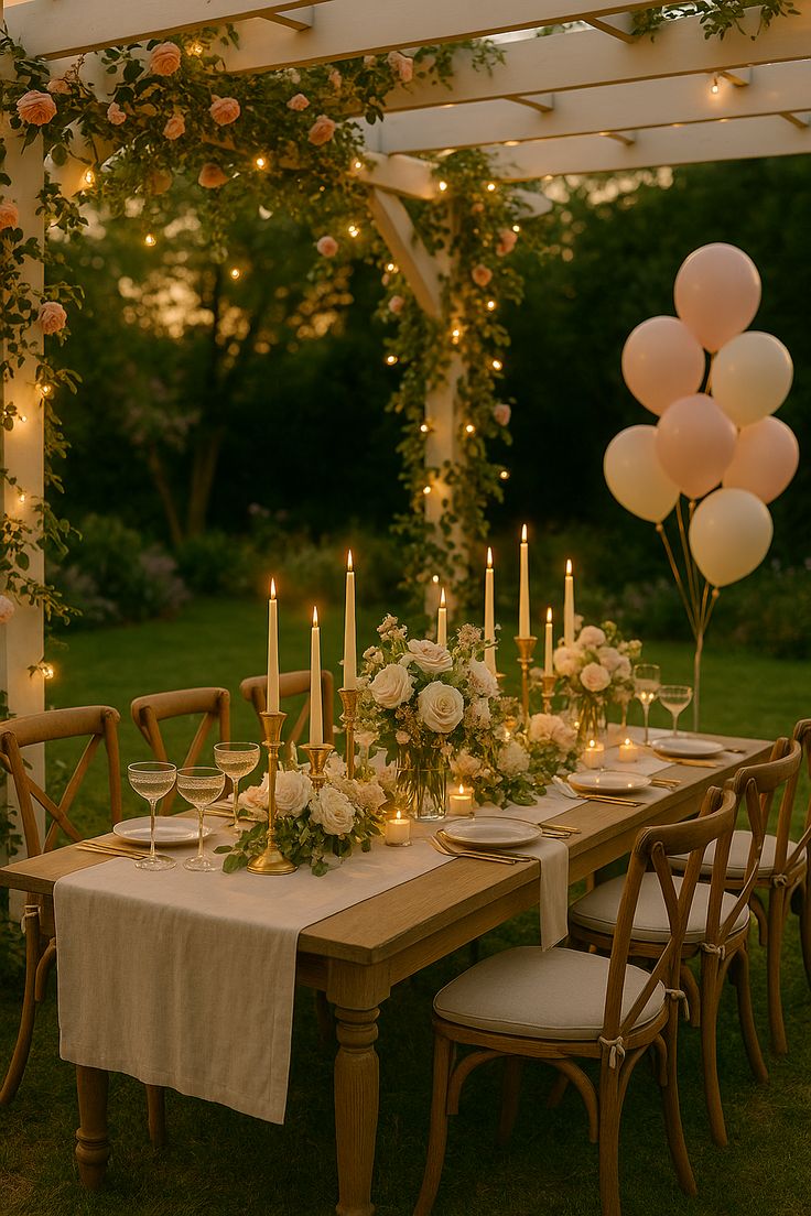 Romantic garden party setup